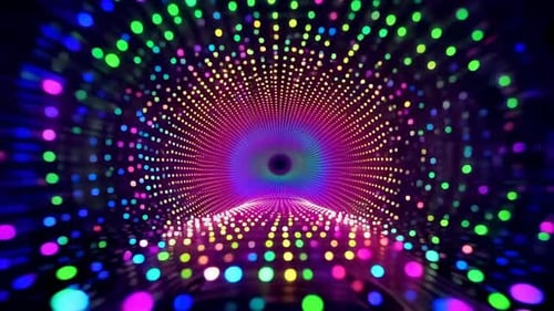 Graphiques animés par tunnel à particules LED au néon coloré