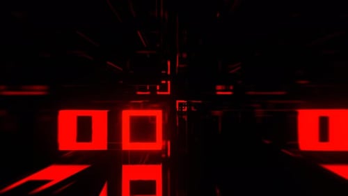 Red And Orange Strobe Abstract Tunnel Of Neon Squares Background Vj Loop I 4K