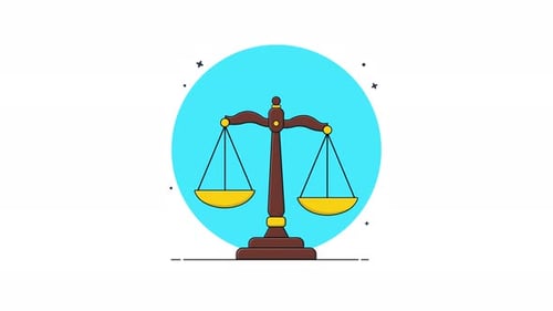 Flat Design Justice Scale Build-Up Animation