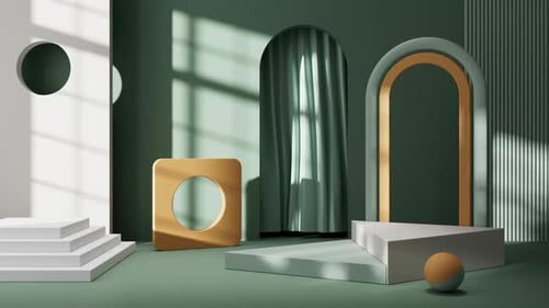 Dynamic Sunlight Shadows Over Minimalist Geometric Display