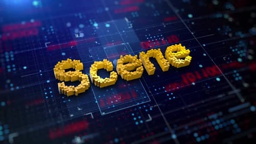 Futuristic Pixelated 3D Text Reveal on Digital Tech Grid
