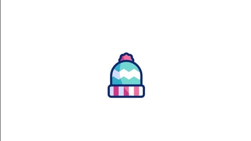Animated Winter Beanie Hat Icon Loop