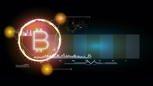 Futuristic Bitcoin HUD Data Display Animation