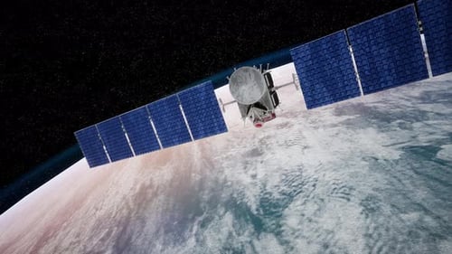 Satellit im Orbit über der Erde zeigt die Weiten des Weltraums