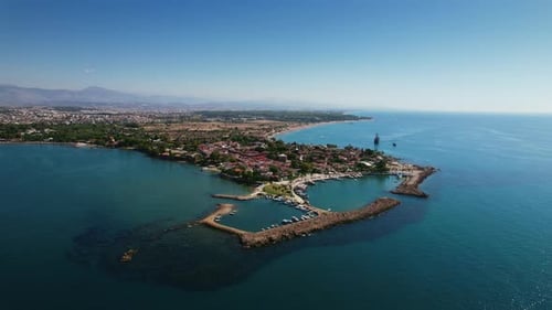 Aerial View of Sea Bay Near Beautiful Resort Town