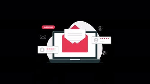 Email Marketing Newsletter. Online Subscription and Feedback Concept Animation Video - Transparent