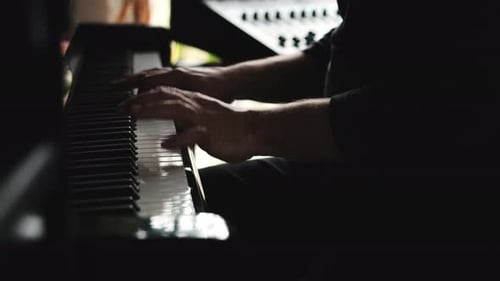 Man Playing Grand Piano Indoors