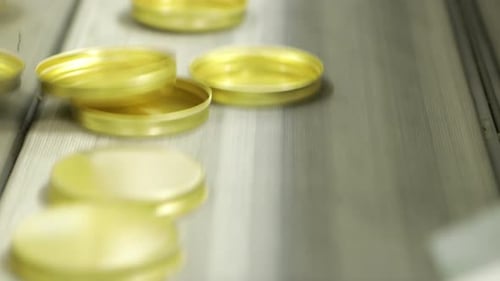 Cap Lining During Production Process, Closeup Shot