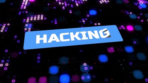 Hacken winkender Typografie mit digitalem Hintergrund