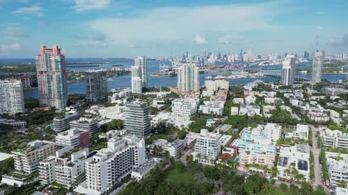 Aerial View on Beach in Miami Beach