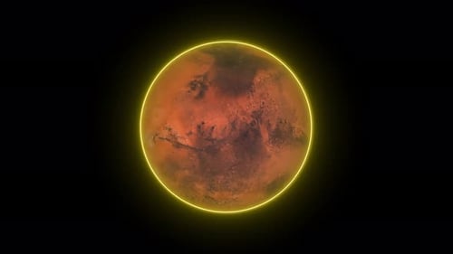 Glowing mars planet on rotating