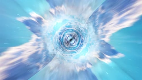Abstract Vortex Tunnel Cosmic Speed Light Blue Clouds Nebula Space Flight. 4k Vidios