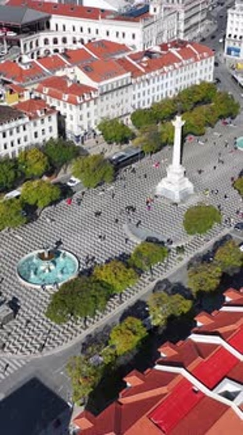 Dom Pedro Iv Square At Lisbon In District Of Lisbon Portugal.