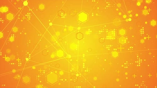 Golden Abstract Hexagons Network Connection Medical Science Technology Background Loop V2