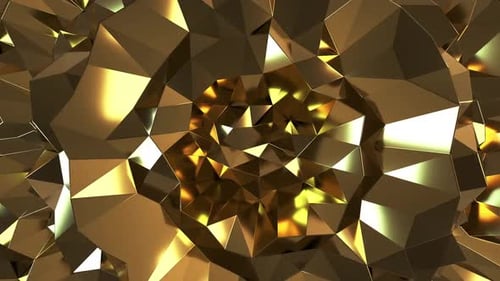 Abstract Golden Geometric Faceted Background Animation