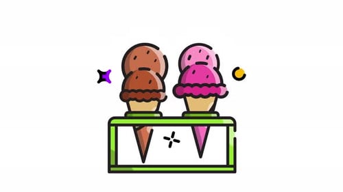 Bouncing Flat Design Ice Cream Cones Animation
