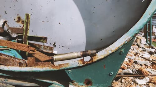 Explosive Objects Shells Rockets Mines Cartridges Bullets are Lying in the Fields of Ukraine and are