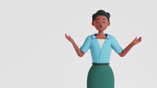 Stylized 3D Woman Meditating for Stress Relief Animation