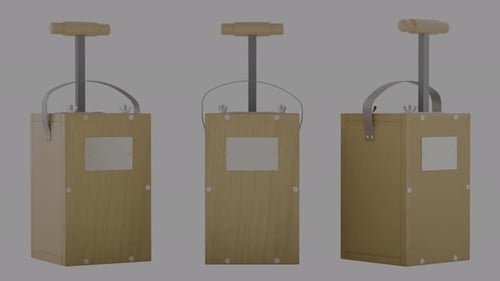 Three wooden boxes with handles