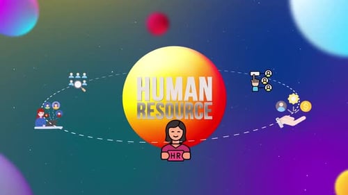 Human Resource Animated Concept with Orbiting Icons