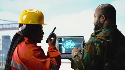 Military Unit on Offshore Rig Monitoring Artificial Intelligence Defense Systems