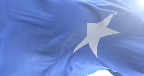 Somalia National Flag Waving with Blue Sky