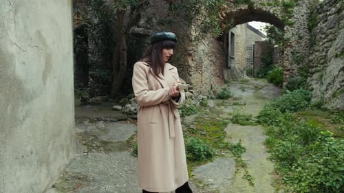 Woman Taking Notes Amazed By The Nature In The Small Italian Town