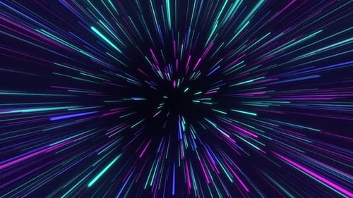 Futuristic Neon Light Trails Hyperspace Tunnel Animation