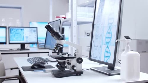 Microscope and DNA Graphics in a Modern Laboratory