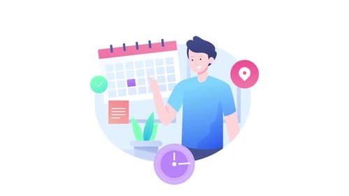 A man booking an appointment, motion graphics character