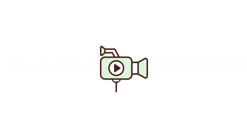 Flat Design Video Camera Play Button Animation