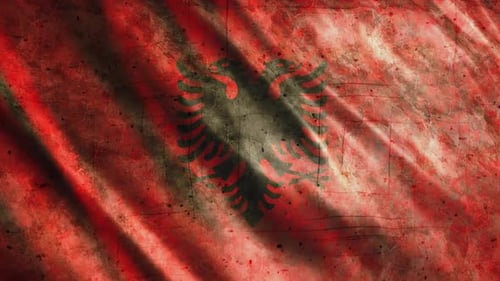 Grunge Albania Flag Waving Loop Background Animation