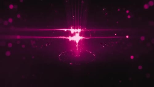Pink Glowing Particles Moving In Pattern