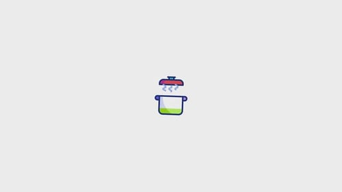 Flat Design Cooking Pot Steaming Animated Icon