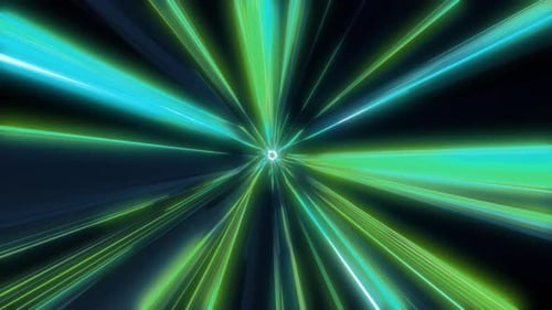 Energy hyper tunnel green background with neon lights and stripes