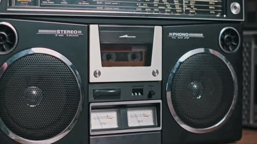 Old Cassette Tape in Retro Stereo