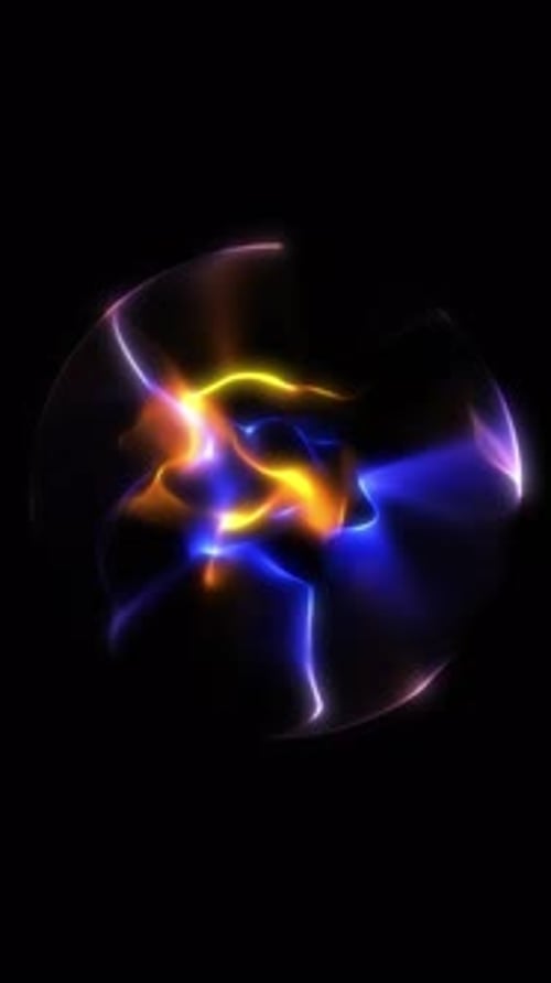 4K 60fps loop of a glowing orange and blue energy orb with fluid plasma motion
