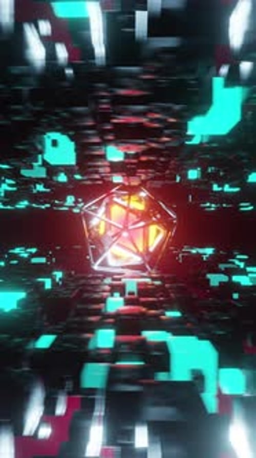 Futuristic Abstract Geometric Tunnel with Glowing Core Loop