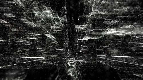 Futuristic Holographic Digital Matrix City HUD
