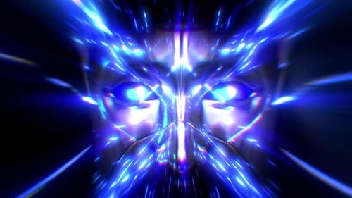 Lichtstrahlen, künstliche Intelligenz, Gesicht