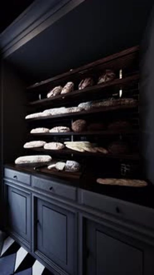 Assorted Food Items on an Old Bakery Counter