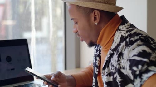 Young Man Cafe Work and Social