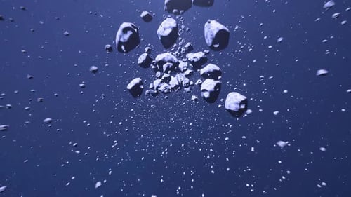 Floating Asteroids in Deep Space for Sci-Fi Backgrounds