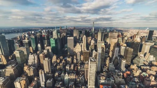 Cinematic And Majestic View Of Manhattan Cityscape, NYC, USA