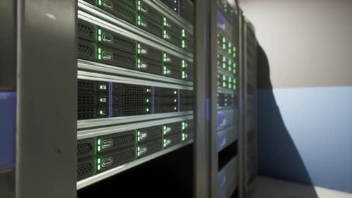Server Room Housing Rows of Functioning Supercomputers
