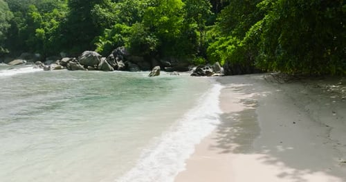 Pristine Sandy Beach with Crystal Clear Water Seychelles Mahe