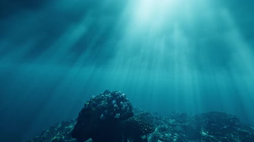 Exploring The Mysteries Of Majestic Ocean Depths Underwater Sunlight Beaming