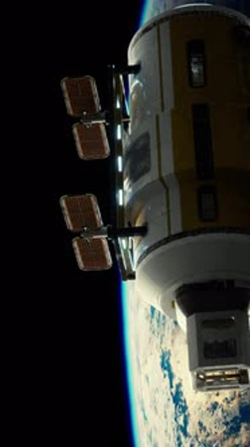 Animation of Experimental Starship Leaving Earth Orbit Vertical