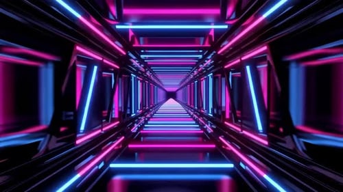 Futuristic Neon Tunnel Infinite Loop Background