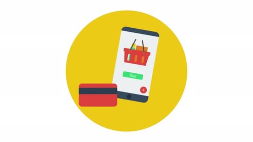 Mobile Shopping E-commerce Flat Design Animation
